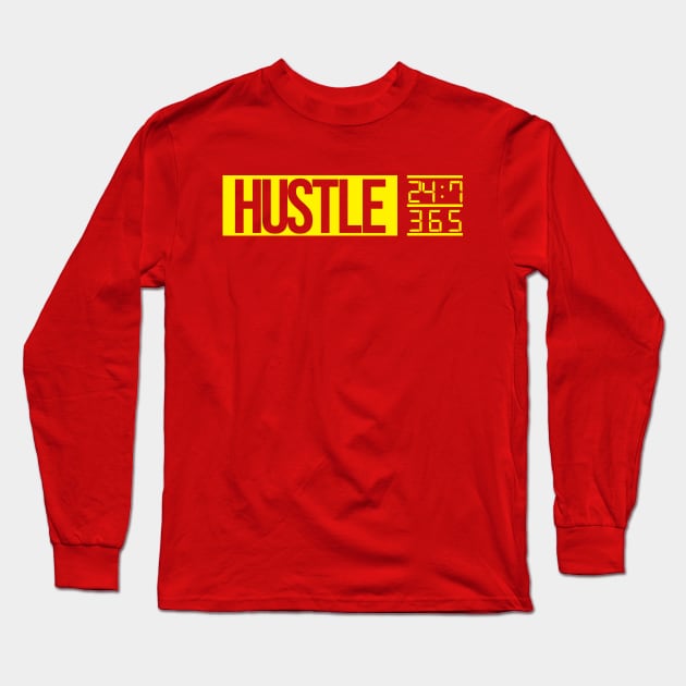 Hustle Time (yellow txt) Long Sleeve T-Shirt by artofplo